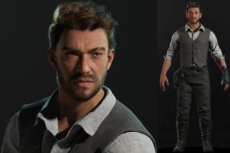 do 3d character modeling, 3d model, 3d realistic character, 3d game character