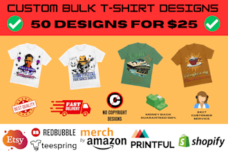 design edgy bulk t shirt design for merch, teespring and prinftul
