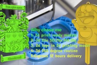 convert 2d logo to 3d stl file for 3d printing or spining