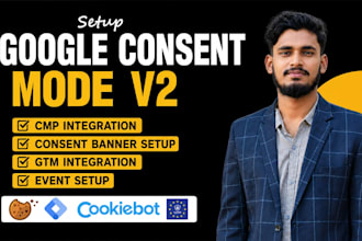 setup google consent mode v2 cookie consent banner with GTM