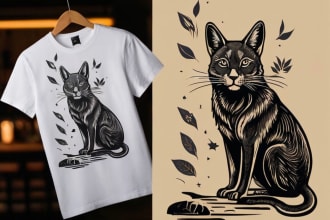 do animal linocut tshirt design for brands