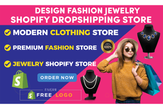 setup modern shopify clothing shop fashion store and jewelry website