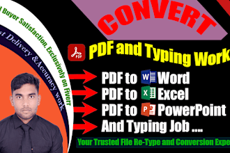 typing services and convert PDF to word, google docs, data entry, pdf to excel
