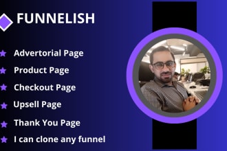 clone advertorial, sales and product page on funnelish