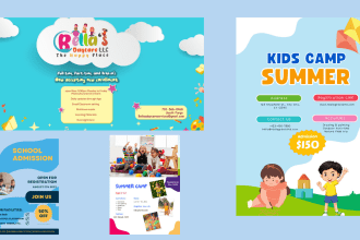 design  daycare, childcare, summer camp , school flyers