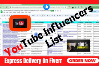 find the best youtube influencer email lists for your outreach campaigns
