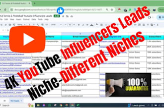 find research and collect youtube influencer email lists for your outreach