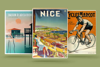 design retro vintage poster, movie, film, travel posters, illustration, logo