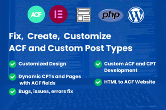fix, create, edit acf advanced custom fields and cpt custom post types wordpress