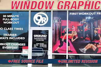 create modern shopfront or storefront window graphics ,signage design