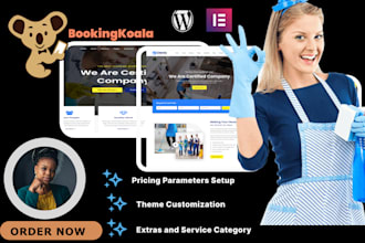 build cleaning website, booking form and pricing paramters using bookingkoala