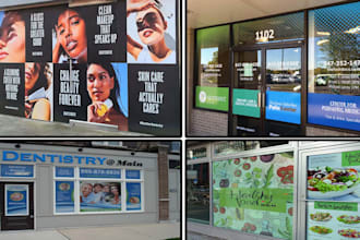 do professional window graphics, shopfront storefront, 3d letter signage design