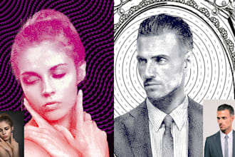 draw line art potrait, currency illustration potrait