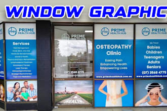 do shop front or storefront window graphics, window sticker, signage, decal