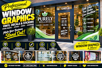 design any shopfront vinyl decal window sticker , window graphics