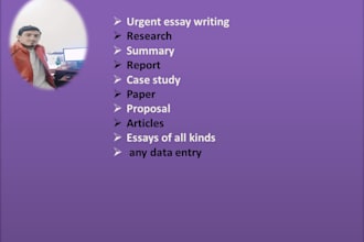 do report writing concern with any department and data entry