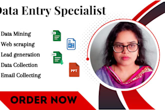 do data entry, web scraping and email collecting