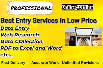 do data entry in low price, data entry in excel,copy paste, web research