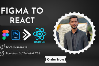 convert figma to react using bootstrap tailwind css