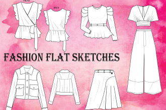 draw fashion technical flat sketches and flat drawings