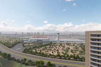 create cinematic airport terminal and runway 3d animation visualization