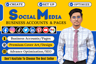 create and set up your social media accounts and setup facebook business page