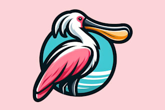 make an amazing spoonbill bird mascot logo in 12 hours