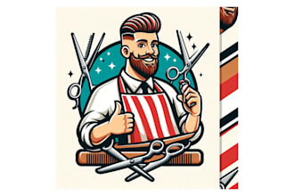 design creative barber shop mascot logo with unlimited revision