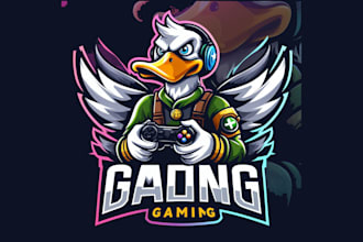 design creative duck gaming mascot logo for your business