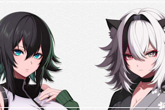 draw anime illustration, fan art, pfp and original character