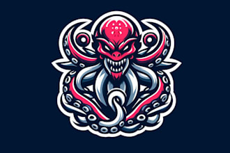 make an amazing kraken octopus mascot logo with unlimited revision