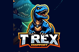 make an amazing trex esport mascot logo in very short time