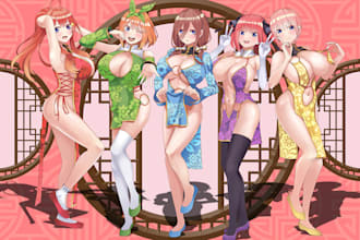 draw nsfw anime, game, original character illustration