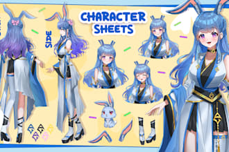 draw anime art reference character sheet design vtuber model