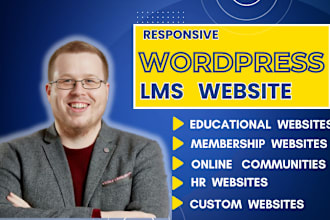 develop wordpress elearning,membership lms website learndash,tutorlms,moodle