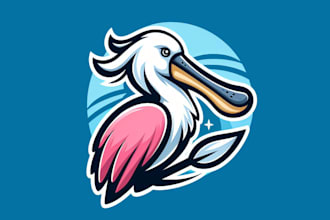 design high quality spoonbill bird mascot logo within 1 day