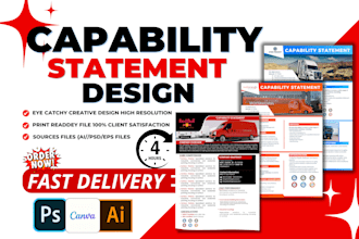 design federal government capability statement, business card and letterhead