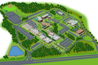 draw a map of the site plan, office, collage, school