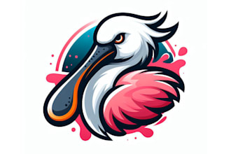 design high quality spoonbill bird mascot logo only 12 hours