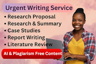 do research and summary writing, literature, review, case study analysis, report