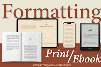 do book formatting professionally for ebook or print for KDP, ingramspark, d2d
