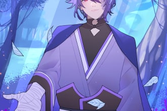 draw visual novel character, cg, design, background in anime