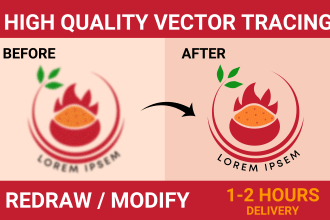 do vector tracing, redraw, recreate, redesign any logo or image within 2 hours