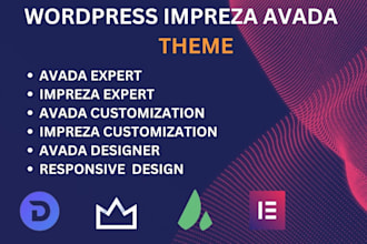 design with impreza, avada, astra theme to build responsive wordpress website