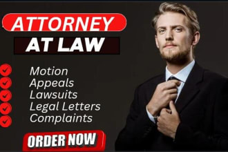 draft legal motions, lawsuits, complaints, petitions, legal appeal, case briefs