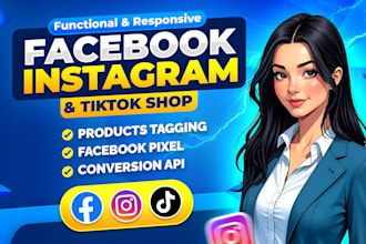 set up facebook shop, tiktok, instagram shop, fix meta pixel, shopify, etsy