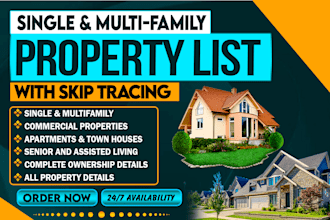 provide multifamily property list with skip tracing