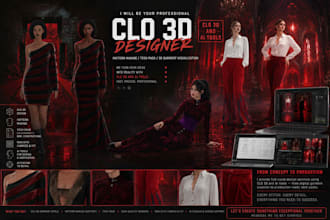create fashion garments in clo 3d clothes, patterns, renders