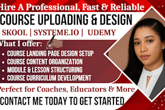 setup training course, course content creation, course uploading on udemy, skool