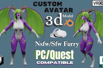 create custom vrchat avatar 3d model vtuber furry avatar anime 3d avatar